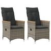Image de Chaises inclinables de jardin lot de 2 et coussins gris rotin, fauteuil de jardin inclinable, fauteuil inclinable de 365651