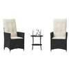 Image de Salon de jardin resine tressee 3 pieces noir 45 x 50 cm 2 personnes
