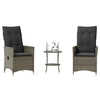 Image de Salon de jardin resine tressee gris 3 pieces 45.0 x 50 x 50