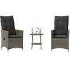 Image de Salon de jardin resine tressee gris 2 personnes 45 x 50 cm 3 pieces