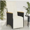 Image de Chaise inclinable de jardin avec coussins noir résine tressée, fauteuil de jardin inclinable, fauteuil inclinable de 365664