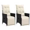 Image de Chaises inclinables de jardin lot de 2 et coussins noir rotin, fauteuil de jardin inclinable, fauteuil inclinable de 365666