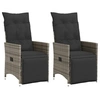 Image de Chaises inclinables de jardin lot de 2 et coussins gris rotin, fauteuil de jardin inclinable, fauteuil inclinable de 365668