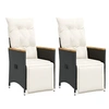 Image de Chaises inclinables de jardin lot de 2 et coussins noir rotin, fauteuil de jardin inclinable, fauteuil inclinable de 365671