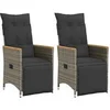 Image de Chaises inclinables de jardin lot de 2 et coussins gris rotin, fauteuil de jardin inclinable, fauteuil inclinable de 365672