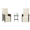 Image de Salon de jardin 3 pieces marron resine tressee 45.0 x 50 x 50