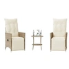 Image de Salon de jardin resine tressee beige 2 personnes 45 x 50 cm 3 pieces