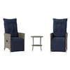 Image de Salon de jardin - Pack de 3 pièces - Rotin gris (1 table, 2 chaises inclinables)