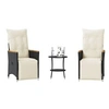 Image de Salon de jardin resine tressee noir 2 personnes 45 x 50 cm 3 pieces