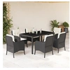 Image de 7-delige Tuinset met kussens poly rattan zwart3211845