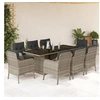 Image de Ensemble à Manger de Jardin avec Coussins 9 pcs, Table et Chaises de Patio, Meubles d'Extérieur Terrasse, Moderne, 3211891