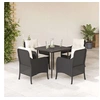 Image de Ensembles canapés, fauteuils et tables de jardin resine tressee noir 5 pieces
