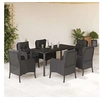Image de Salon de jardin vidaxl rotin noir 7 pieces 160 x 80 x 74 cm 2 personnes
