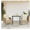Image de Ensemble à manger de jardin et coussins 3 pcs Beige poly rotin 3211962