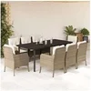 Image de Salon de jardin rotin 9 pieces beige 200 x 100 x 74 cm