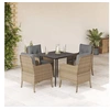 Image de Ensemble à Manger de Jardin avec Coussins 5 pcs, Chaises et Table de Patio, Meubles de Terrasse, Moderne, Beige 3211977