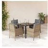 Image de Ensemble à Manger de Jardin avec Coussins 5 pcs, Chaises et Table de Patio, Meubles de Terrasse, Moderne, Beige 3211984