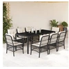 Image de Ensemble à Manger de Jardin avec Coussins 9 pcs, Table et Chaises de Patio, Meubles d'Extérieur Terrasse, Moderne, 3212023