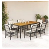 Image de Salon de jardin GENERIQUE 6 personnes noir 7 pieces 190 x 90 x 75 cm resine tressee