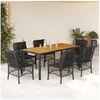 Image de Salon de jardin - Lot de 7 - résine tressée noir 190 x 90 x 75 cm