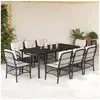 Image de Ensemble à Manger de Jardin avec Coussins 9 pcs, Table et Chaises de Patio, Meubles d'Extérieur Terrasse, Moderne, 3212095