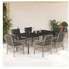 Image de Ensemble à manger de jardin et coussins 7 pcs gris clair rotin