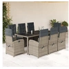 Image de Ensemble à Manger de Jardin avec Coussins 9 pcs, Table et Chaises avec Dossier Réglable, Meubles d'Extérieur Patio 3212220