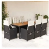 Image de Ensemble table et chaise de jardin resine tressee noir 6 personnes table rectangulaire 57.0 x 58.5 cm