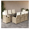 Image de Ensemble à Manger de Jardin avec Coussins 9 pcs, Table et Chaises avec Dossier Réglable, Meubles d'Extérieur Patio 3212261