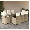 Image de Ensemble à Manger de Jardin avec Coussins 9 pcs, Table et Chaises avec Dossier Réglable, Meubles d'Extérieur Patio 3212262