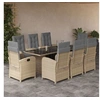 Image de Ensemble à Manger de Jardin avec Coussins 9 pcs, Table et Chaises avec Dossier Réglable, Meubles d'Extérieur Patio 3212264