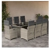 Image de Ensemble à Manger de Jardin avec Coussins 9 pcs, Table et Chaises avec Dossier Réglable, Meubles d'Extérieur Patio 3212267