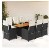 Image de Ensemble à Manger de Jardin avec Coussins 9 pcs, Table et Chaises à Dossier Rabattable, Meubles d'Extérieur Patio 3212273