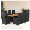 Image de Ensemble à Manger de Jardin avec Coussins 9 pcs, Table et Chaises à Dossier Rabattable, Meubles d'Extérieur Patio 3212277