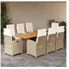 Image de 9-delige Tuinset met kussens poly rattan beige3212283