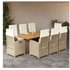 Image de 9-delige Tuinset met kussens poly rattan gemengd beige3212285