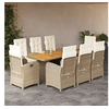 Image de 9-delige Tuinset met kussens poly rattan gemengd beige3212286