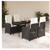 Image de Ensemble à Manger de Jardin avec Coussins 5 pcs, Table et Chaises avec Dossier Réglable, Meubles d'Extérieur Patio 3212293