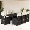 Image de Ensemble à Manger de Jardin avec Coussins 9 pcs, Table et Chaises avec Dossier Réglable, Meubles d'Extérieur Patio 3212309