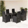 Image de Ensemble à Manger de Jardin avec Coussins 7 pcs, Table et Chaises avec Dossier Réglable, Meubles d'Extérieur Patio 3212325