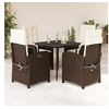 Image de Ensemble à Manger de Jardin avec Coussins 5 pcs, Table et Chaises avec Dossier Réglable, Meubles d'Extérieur Patio 3212331
