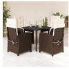 Image de Ensemble à Manger de Jardin avec Coussins 5 pcs, Table et Chaises avec Dossier Réglable, Meubles d'Extérieur Patio 3212341