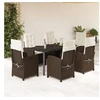 Image de Ensemble à Manger de Jardin avec Coussins 7 pcs, Table et Chaises avec Dossier Réglable, Meubles d'Extérieur Patio 3212345