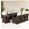 Image de Ensemble à Manger de Jardin avec Coussins 9 pcs, Table et Chaises avec Dossier Réglable, Meubles d'Extérieur Patio 3212348