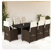 Image de Ensemble à Manger de Jardin avec Coussins 9 pcs, Table et Chaises avec Dossier Réglable, Meubles d'Extérieur Patio 3212349