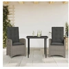 Image de Ensemble à Manger de Jardin avec Coussins 3 pcs, Table et Chaises avec Dossier Réglable, Meubles d'Extérieur Patio 3212350