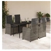 Image de Ensemble à Manger de Jardin avec Coussins 5 pcs, Table et Chaises avec Dossier Réglable, Meubles d'Extérieur Patio 3212353