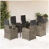 Image de Ensemble à Manger de Jardin avec Coussins 7 pcs, Table et Chaises avec Dossier Réglable, Meubles d'Extérieur Patio 3212356