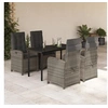 Image de Ensemble à Manger de Jardin avec Coussins 5 pcs, Table et Chaises avec Dossier Réglable, Meubles d'Extérieur Patio 3212363