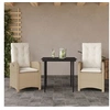 Image de Ensemble à Manger de Jardin avec Coussins 3 pcs, Table et Chaises avec Dossier Réglable, Meubles d'Extérieur Patio 3212370